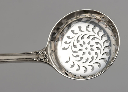 Rare Straight Tudor Pattern Silver Sifter Ladle - George Adams, Chawner & Co.